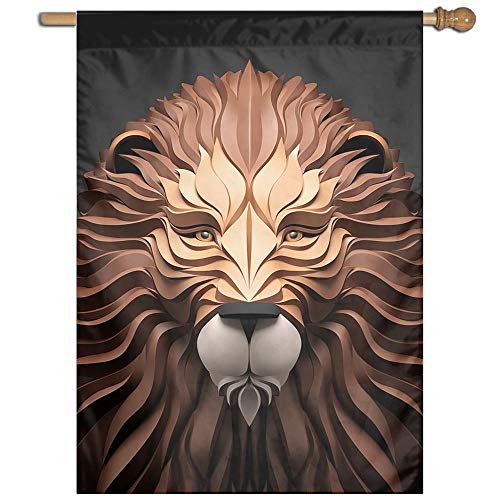 Garden Flag Lion Carving Lawn Banner Outdoor Yard Home Flag Wall D...