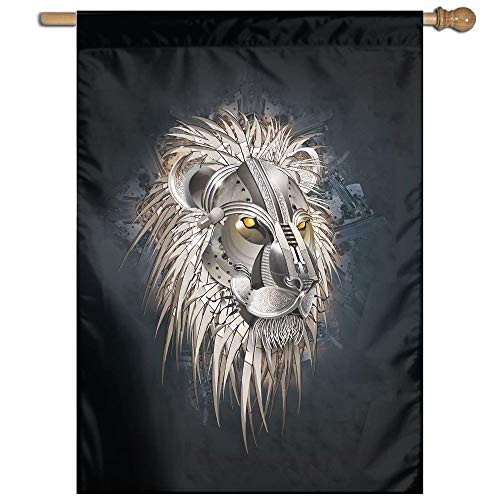 Garden Flag Metal Lion Lawn Banner Outdoor Yard Home Flag Wall Dec...
