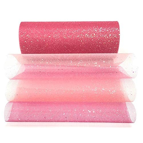 Lauthen.S Rainbow Glitter Tulle Rolls, Decorative Tulle Fabric Rol...