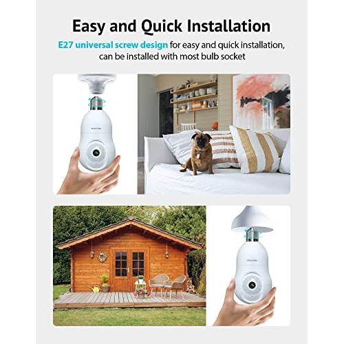 LaView 4MP Bulb Security Camera 2.4GHz,360° 2K Security Cameras Wi...