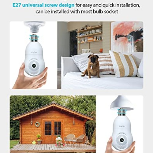 LaView 4MP Bulb Security Camera 2.4GHz,360° 2K Security Cameras Wi...