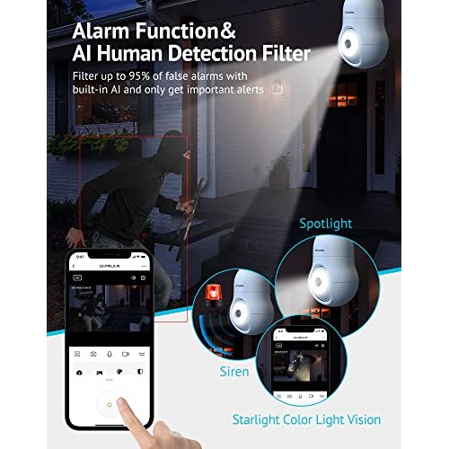 LaView 4MP Bulb Security Camera 2.4GHz,360° 2K Security Cameras Wi...