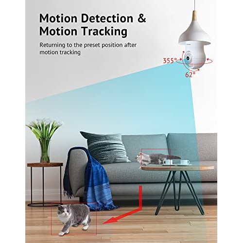 LaView 4MP Bulb Security Camera 2.4GHz,360° 2K Security Cameras Wi...