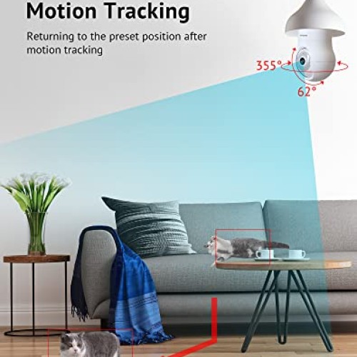LaView 4MP Bulb Security Camera 2.4GHz,360° 2K Security Cameras Wi...