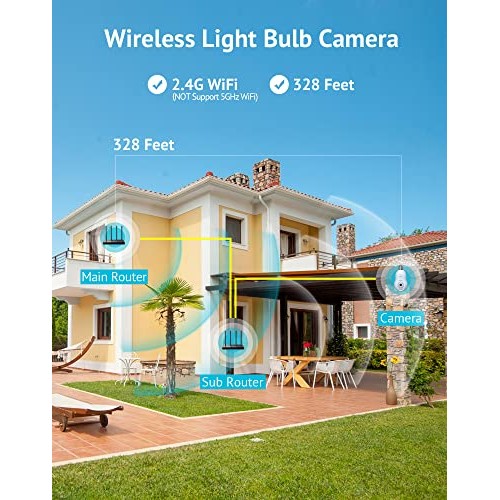 LaView 4MP Bulb Security Camera 2.4GHz,360° 2K Security Cameras Wi...