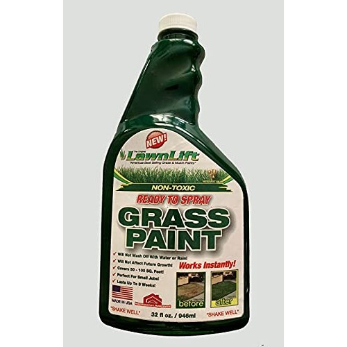 Lawnlift Pre-Mixed Grass Paint 32 Ounce Ready to Spray, No Mixing,...