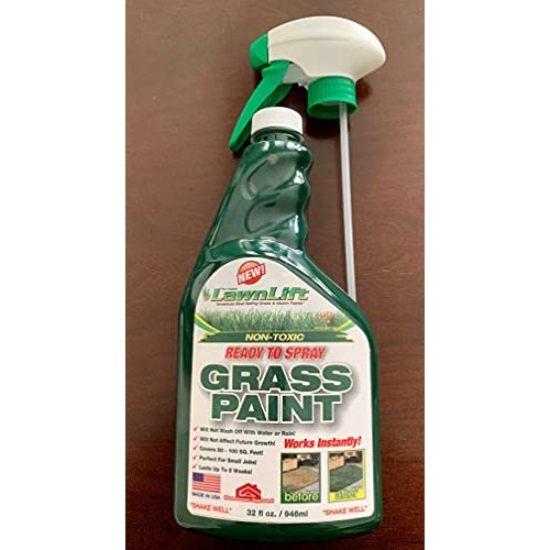 Lawnlift Pre-Mixed Grass Paint 32 Ounce Ready to Spray, No Mixing,...