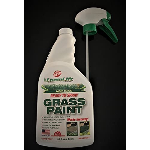 Lawnlift Pre-Mixed Grass Paint 32 Ounce Ready to Spray, No Mixing,...