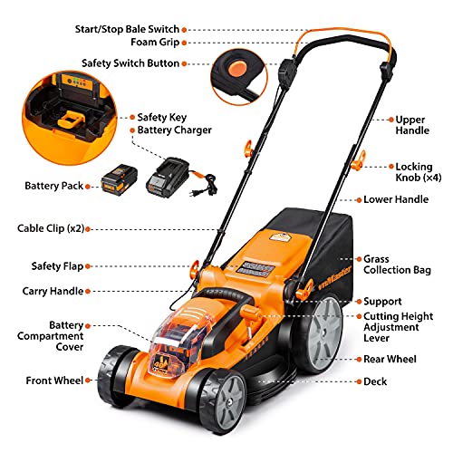 LawnMaster CLMF4016K Cordless 16-Inch Brushless Push Lawn Mower 40...