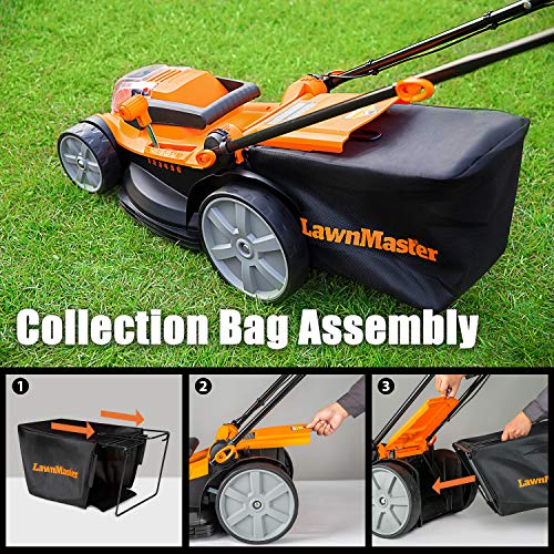 LawnMaster CLMF4016K Cordless 16-Inch Brushless Push Lawn Mower 40...