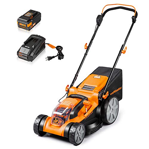 LawnMaster CLMF4016K Cordless 16-Inch Brushless Push Lawn Mower 40...