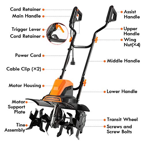 LawnMaster TE1318W1 Corded Electric Tiller 13.5-Amp 18-Inch