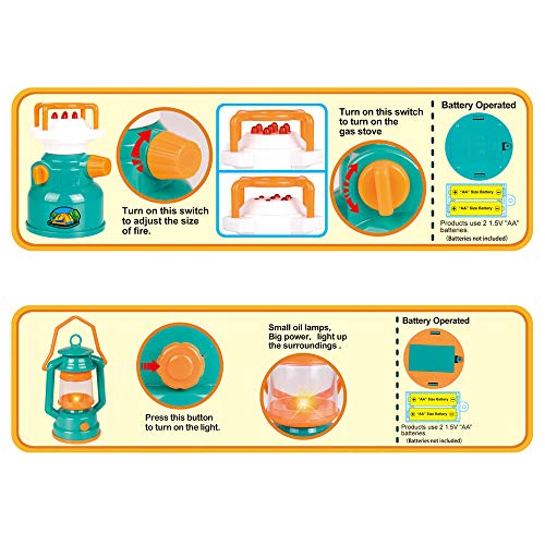 LBLA 20 PCs Kids Camping Set, Pop Up Tent with Kids Camping Gear S...