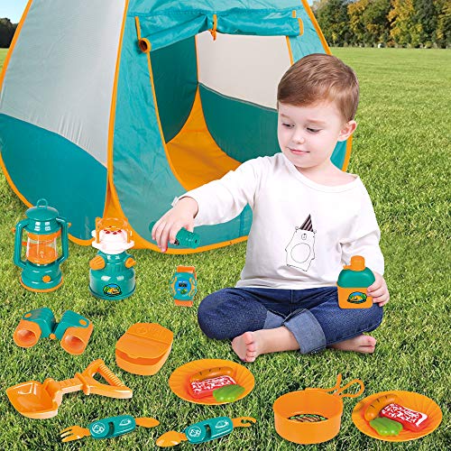 LBLA 20 PCs Kids Camping Set, Pop Up Tent with Kids Camping Gear S...