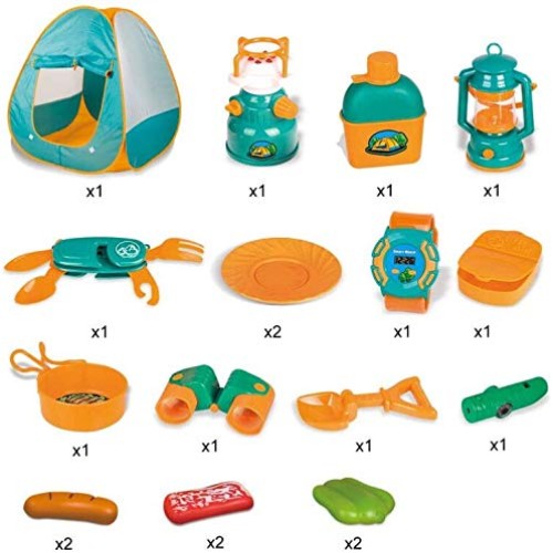 LBLA 20 PCs Kids Camping Set, Pop Up Tent with Kids Camping Gear S...