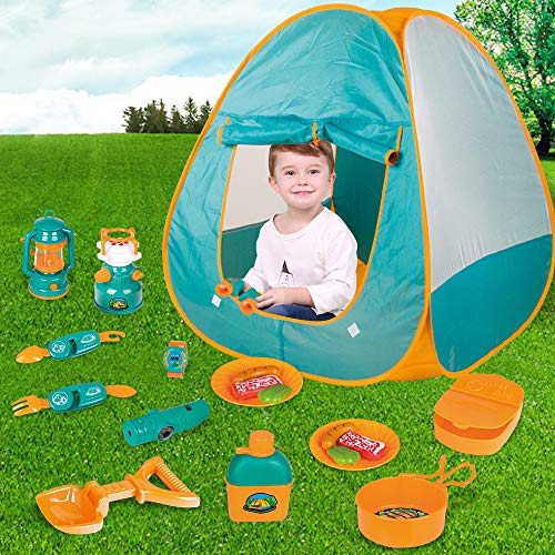 LBLA 20 PCs Kids Camping Set, Pop Up Tent with Kids Camping Gear S...