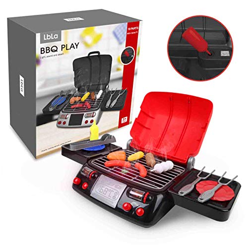 LBLA Pretend Play Food BBQ Playset Kitchen Toys with Light and Smo...