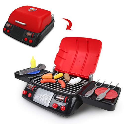 LBLA Pretend Play Food BBQ Playset Kitchen Toys with Light and Smo...