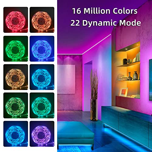 100FT Smart LED Strip Lights 2 Rolls of 50ft, RGB Strip Lights S...