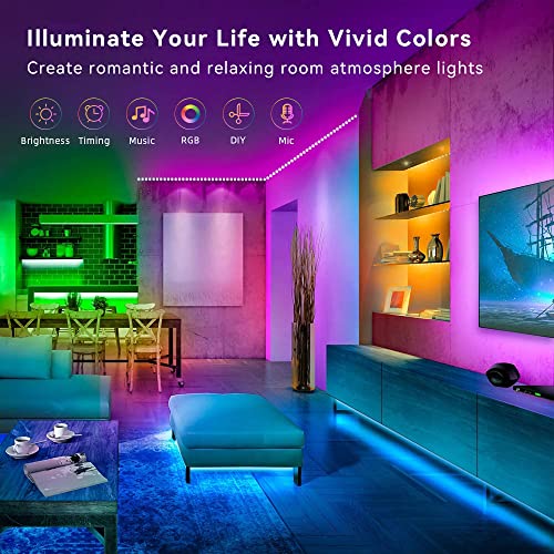 100FT Smart LED Strip Lights 2 Rolls of 50ft, RGB Strip Lights S...