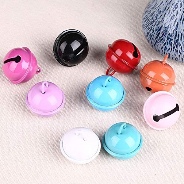 50 Pieces Assorted Colors Jingle Bells Metal Round Bells Colored C...