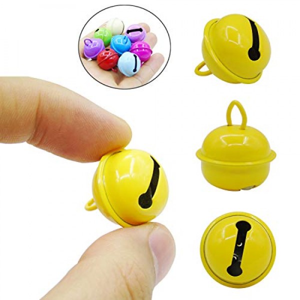 50 Pieces Assorted Colors Jingle Bells Metal Round Bells Colored C...
