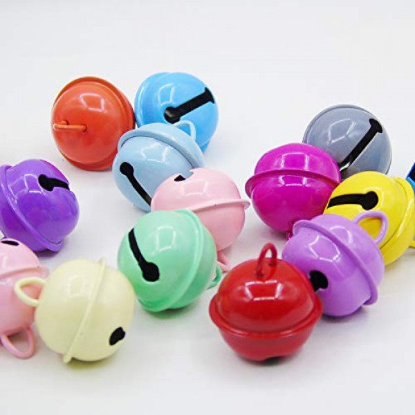 50 Pieces Assorted Colors Jingle Bells Metal Round Bells Colored C...