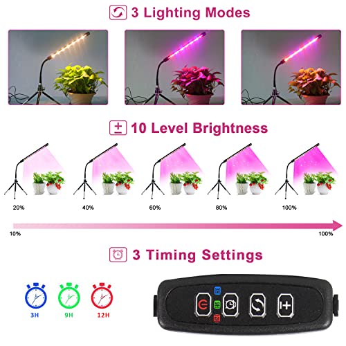 Ldmhlho LED Plant Lights with Small Tripod, Full Spectrum 20 LEDs ...