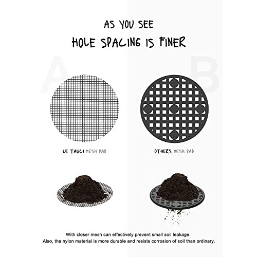 LE TAUCI Flower Pot Hole Mesh Pad, 4x4 Inch Gardens Drainage Mesh...