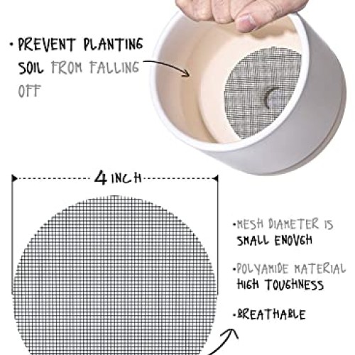 LE TAUCI Flower Pot Hole Mesh Pad, 4x4 Inch Gardens Drainage Mesh...