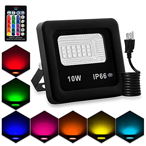 LED Flood Light,10W RGB Floodlight,Color Changing LED Floodlight O...