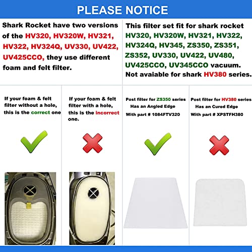 8 Pre-Filters 4 Foam+4 Felt and 4 Post-Filters for Shark Rocket ...