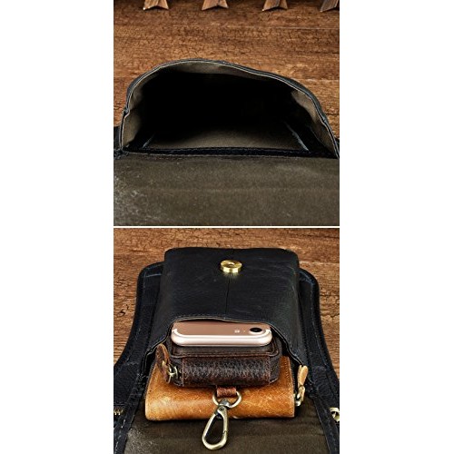 Leaokuu Mens Genuine Leather Motorcycle Waist Pack Drop Leg Cross...
