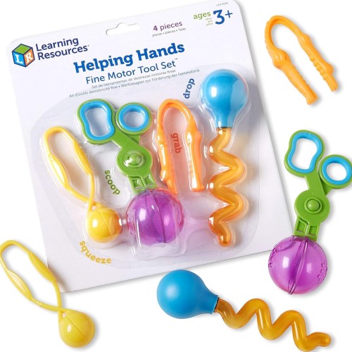 Learning Resources Helping Hands Fine Motor Tool Set Toy - Sensory Bin Sand Toys, Montessori, Plastic Tweezers, Therapy Games For Toddler, Homeschool Preschool Supplies