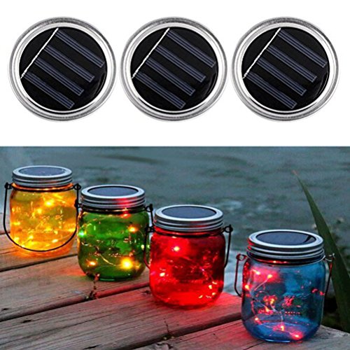 LEDMOMO Solar Mason Jar Lid Insert 6.6ft 20 LED Mason Jar Solar Li...