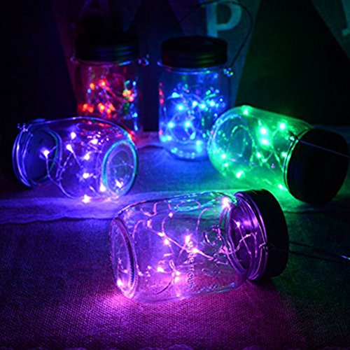 LEDMOMO Solar Mason Jar Lid Insert 6.6ft 20 LED Mason Jar Solar Li...