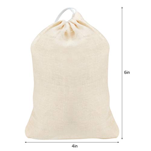 100Pcs Cotton Drawstring Bags, Reusable Muslin Bag Natural Cotton ...