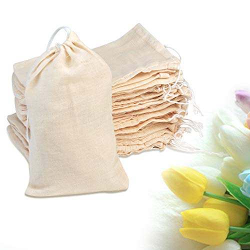 100Pcs Cotton Drawstring Bags, Reusable Muslin Bag Natural Cotton ...