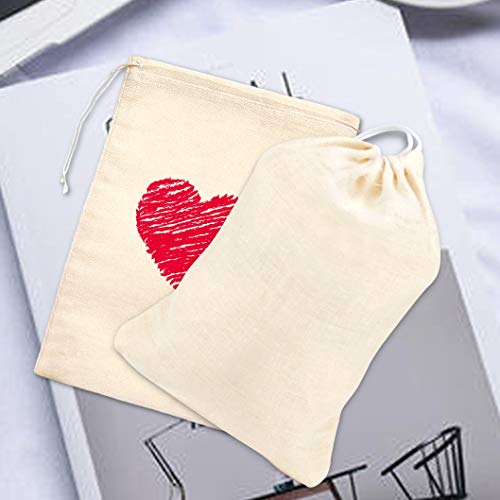 100Pcs Cotton Drawstring Bags, Reusable Muslin Bag Natural Cotton ...