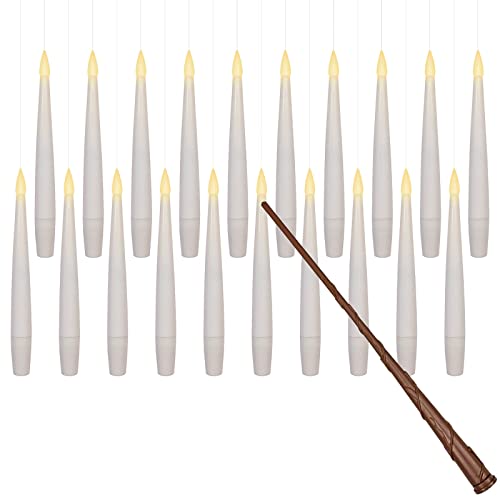 Leejec 20pcs Flameless Taper Floating Candles with Magic Wand Remo...