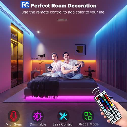 Leeleberd Led Lights for Bedroom 100 ft 2 Rolls of 50ft Music Sy...