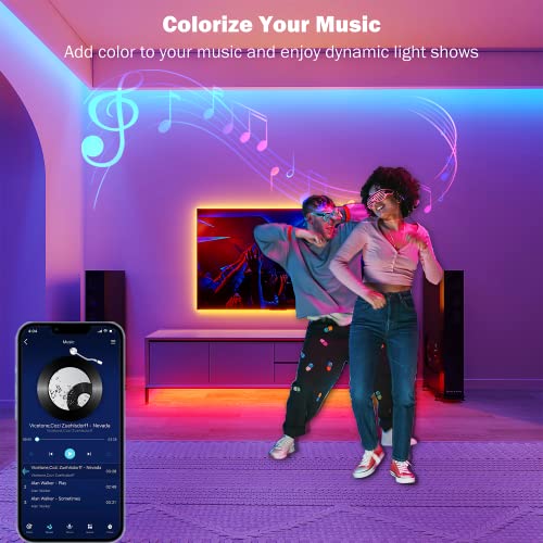 Leeleberd Led Lights for Bedroom 100 ft 2 Rolls of 50ft Music Sy...