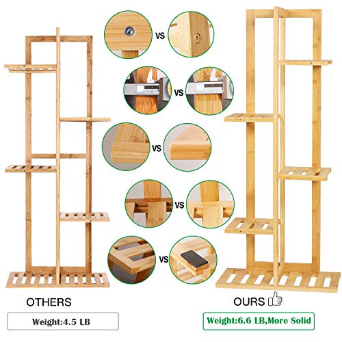 Leepes Plant Stand Rack Bamboo 5 Tier 6 Potted Indoor Outdoor Mult...