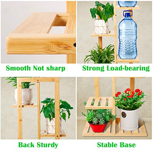 Leepes Plant Stand Rack Bamboo 5 Tier 6 Potted Indoor Outdoor Mult...