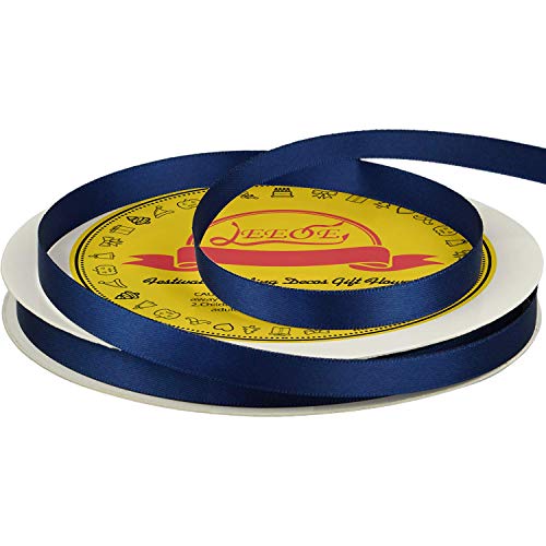 LEEQE Navy Blue Double Face Satin Ribbon 3/8 X 50Yd Spool Bright ...
