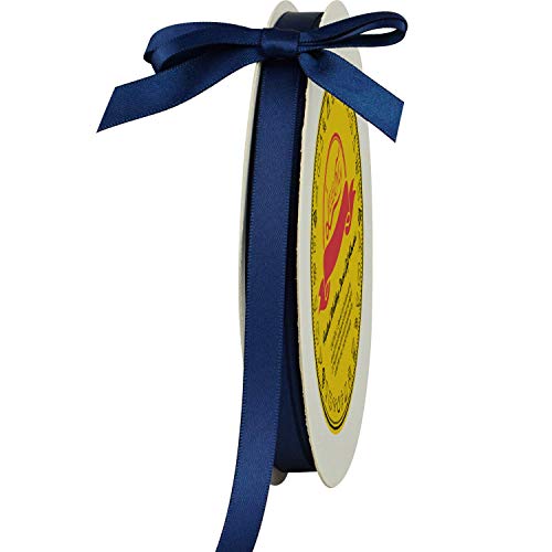 LEEQE Navy Blue Double Face Satin Ribbon 3/8 X 50Yd Spool Bright ...