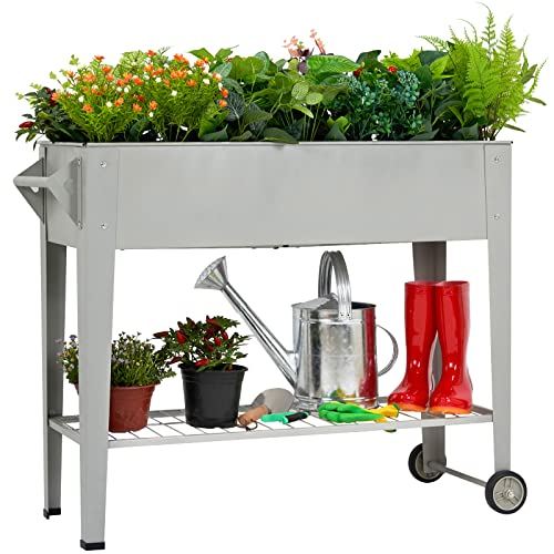 LEETOLLA Outdoor Raised Beds with Legs and Wheels, Space Saving St...