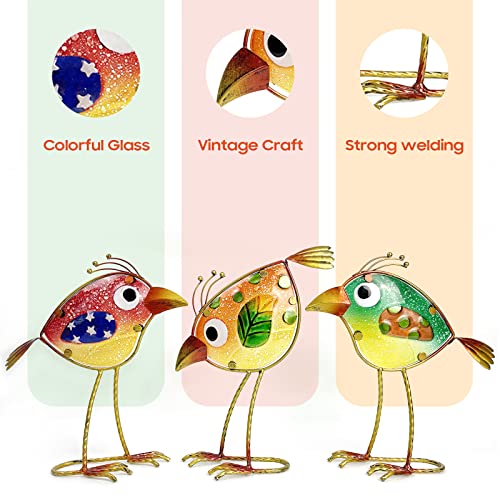 LEGIFO Garden Decor for Outside,Funny Metal & Glass Bird Decor for...