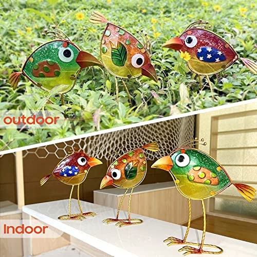LEGIFO Garden Decor for Outside,Funny Metal & Glass Bird Decor for...