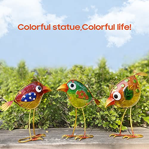 LEGIFO Garden Decor for Outside,Funny Metal & Glass Bird Decor for...